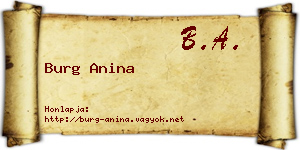 Burg Anina névjegykártya